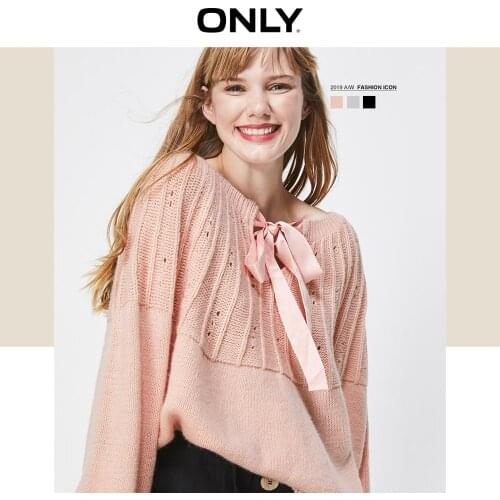ONLY Autumn Winter Womens Bowknot Double-sided Knitted Sweater | 119324573