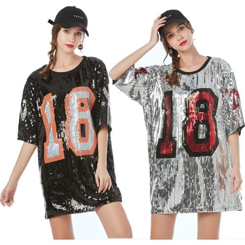 Fashion Vintage Straight Half Sleeve O-neck Number Embroidery Black Purple Silver Summer Sexy Club Party Sequin Dresses 9962