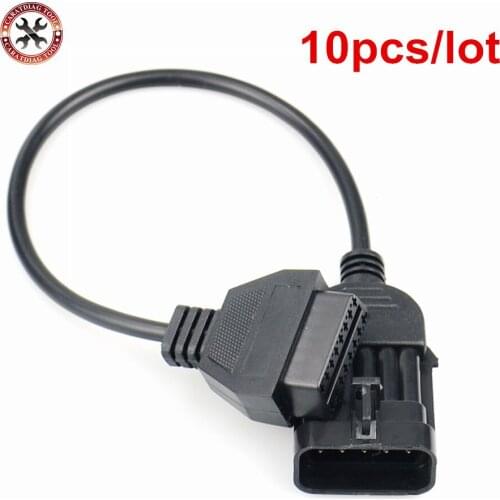 10pcs/Lot Newest O-pel 10Pin Extension Cable to OBD2 16Pin Female Diagnostic Connector for Opel 10 Pin Works OP COM