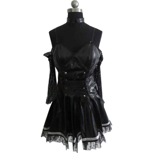 2017 Death Note Misa Amane Imitation Leather Dress Sexy Uniform Cosplay Costumes(No Sockings)