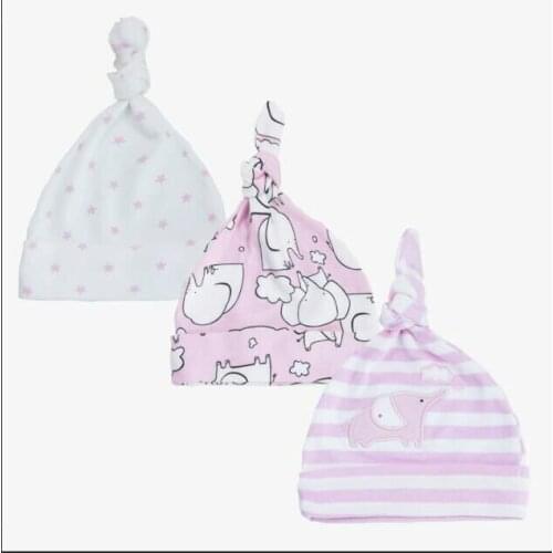 3PCs/Lot Baby Hats 100% Cotton Printed Baby Hats & Caps For 0-6 Months Newborn Baby Accessories Spring Summer Usable