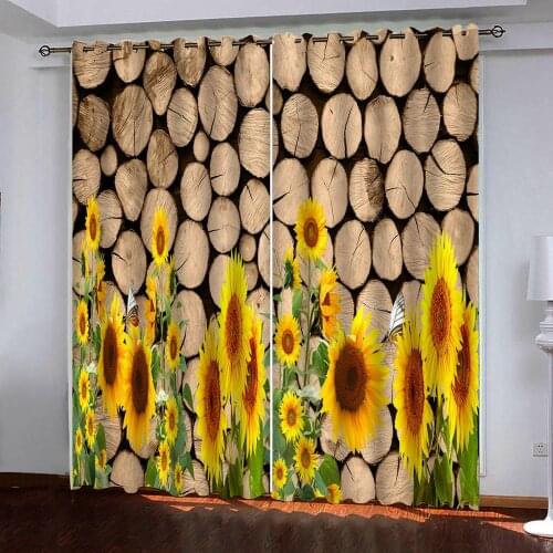 3D Curtains Photo Classic stump sunflower Curtain Living Room Bedroom kitchen blackout Curtains home decor Curtain