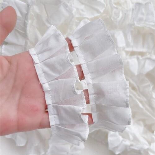 4cm 3meters/lot Soft good quality white cotton cloth trim ruffles curtain bedding baby clothes household accessories X322