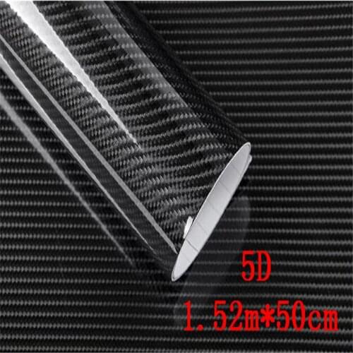 5pcs/lot DIY 50cmx152cm Car Sticker 5D High Glossy Carbon Fiber Roll Film Vinyl Wrap Decals Stickers Waterproof Automobiles