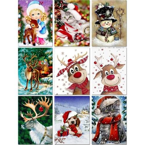 Diamond Embroidery Mosaic Full Circle Santa Diy 5d Diamond Painting Christmas Girl Cross Stitch Winter Decoration Gift Handmade