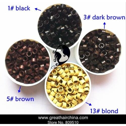 Free Shipping - 20000pcs 4.5mm Micro Aluminium Rings With Screw / Links Beads / Black & Brown & Dark Brown & Blond Color