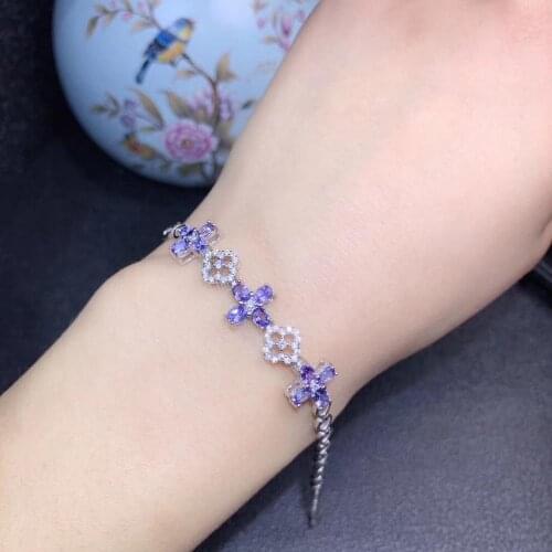 Shinning gemstone bracelet with silver Four colour for choose