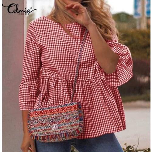 Женские рубашки в клетку Celmia China At AliExpress