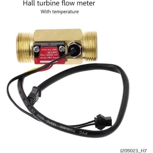 G3/4" Flow Sensor Water Flow Switch With Temperature Detection For Turbine Liquid Sensor Copper Shell Hall Flow Meters