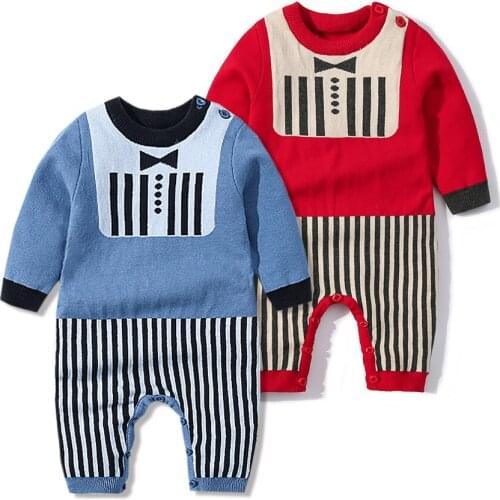 Baby Boys' Knit Rompers Long Sleeve Knitted Newborn Baby Clothes Warm Kids Autumn Clothing Knitting Rompers 0-24m Cute Overalls