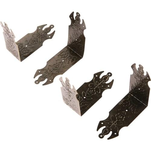 DRELD 4Pcs 69mm Antique Bronze Decorative Jewelry Gift Box Wooden Case Corner Protector Guard Metal Crafts Furniture Fittings