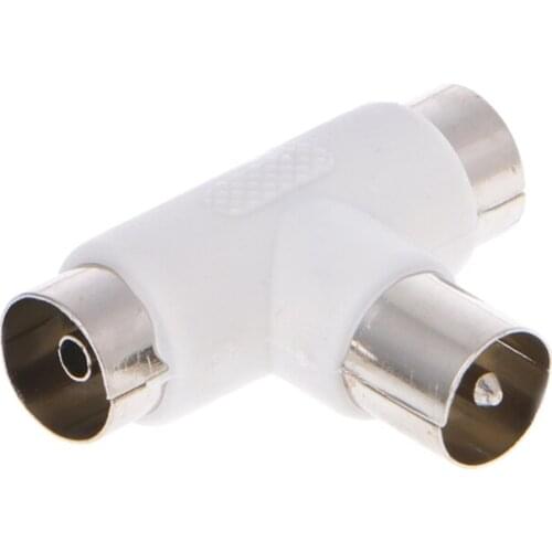 2 Way TV T Splitter Aerial Coaxial Cable Male to 2x Female Connectors Adapter Wholesale Dropshipping