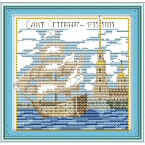 Everlasting Love Sailing Chinese Cross Stitch Kits Ecological Cotton Stamped 11CT 14CT Christmas New Year Store Sales Promotion