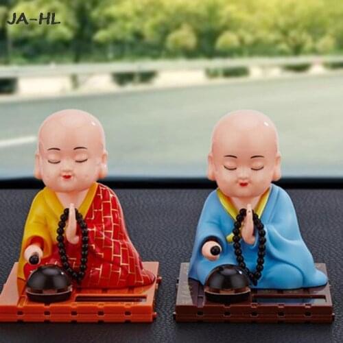 Solar Powered Toy Buddhist Monk Figure Dancing Swing Figure Model Toy Dashboard