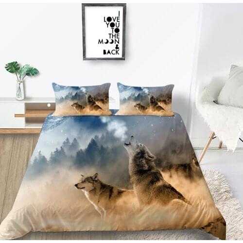 Howling Wolf Bedding Set Single Mysterious Fashionable Duvet Cover Forest Queen King Twin Full Double Unique Design Bed Set