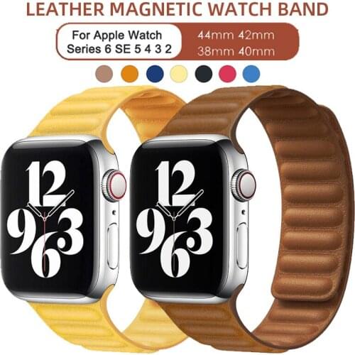 Leather Link Band for Apple Watch 6 SE Strap 42mm 38mm Watchband Magnetic Loop Bracelet IWatch Seires 5 4 3 40MM 44MM Accessorie