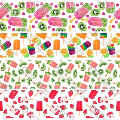 16-75MM Ice Cream Pattern Printed Grosgrain&Sati&Foe&Lanyard DIY Handmade Materials Christmas Wedding Gift Wrap Tape 50yards
