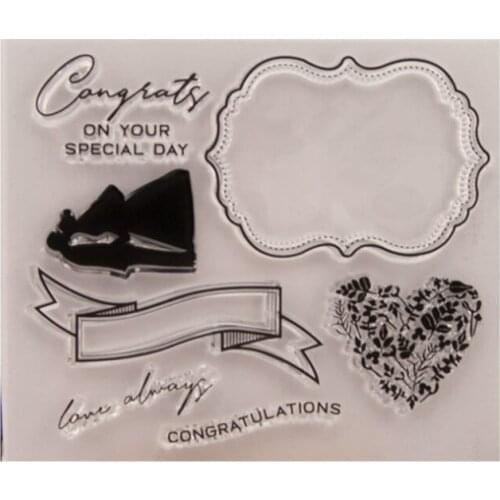 Ribbon Transparent Clear Silicone Stamp Seal DIY Scrapbooking Rubber Hand Account Photo Album Diary Decor Reusable 12.5*10.5cm