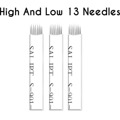 Microblading Needles High and Low 13 Needles Disposable Sterile Tattoo Needles Permanent Makeup Eyebrow Shading Needles 10pcs