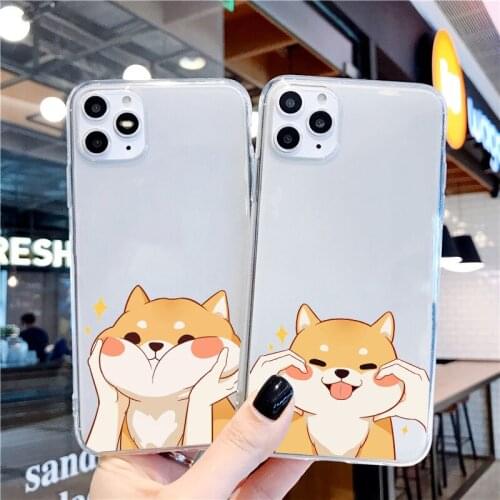 Cartoon Cute Corgi Dog transparent Phone Cases For iphone 11Pro 12pro MAX XR XS Max 7 8 6s plus Soft TPU Back Cover for 12mini