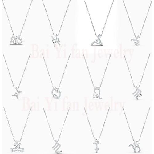Fashion SWA New ZODIAC II Pendant Necklace Beautiful 12 Constellation Symbol Platinum Necklace Womens Popular High-end Jewelry