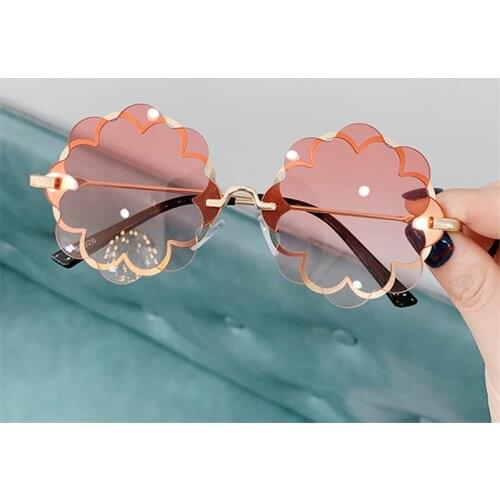 Fashion Kids Rimless Sunglasses Flower Frame Girls Sun Glasses Glasses Children Outdoor Goggles Cute Style Party Eyewear