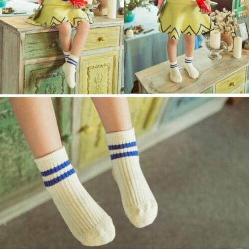 5pair/lot Autumn Winter Cotton Terry Thickening Children Floor Towel Socks Simple stripe Baby Boy Girls Socks 1 to 3T