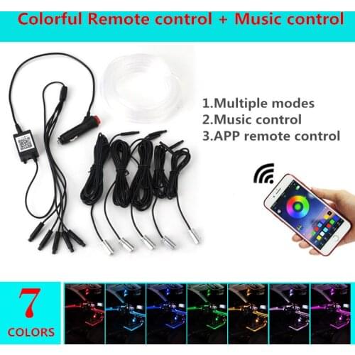 New RF wireless remote control mobile phone app seven colors cold light line light car interior atmosphere lamp for BMW VW
