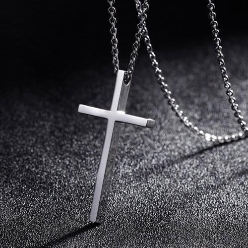 Titanium Steel Cross Pendant Necklace Men Women Minimalist Jewelry Men Women Prayer Necklaces Silver Color Gift Chokers