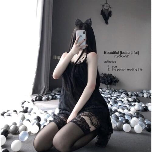 Sexy Pajamas Spring And Summer Feminine Temptation Lace Suspender Pajamas Suit Womens Night Skirt Home Service