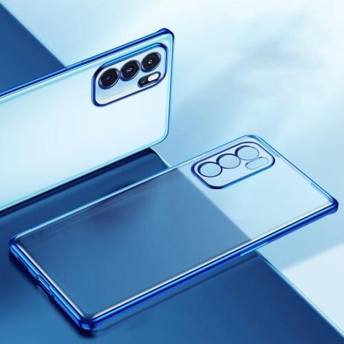 Plating Silicone Phone Case for OPPO Reno 6 3 4 Pro Plus Reno6 6pro 4SE 4Z Soft Clear Camera Protective Thin Couples Cover Funda