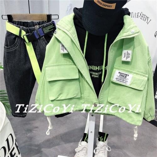 3 4 5 6 7 Years Toddler Boys Casual Jacket Korean Style Baby Loose Pocket Letter Print Zipper Coat For Boy Kids Clothes Jacket