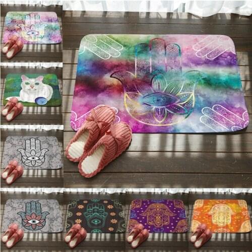 Flower Skull Pattern Anti-Slip Carpet Door Mat Hand Eyes Doormat Indoor Kitchen Living Room Floor Mat Rug