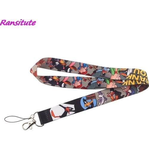 Ransitute R1465 Cartoon Rabbit Duck Pig Key Chain Lanyard Gifts For Child Students Friends Phone USB Badge Holder Necklace