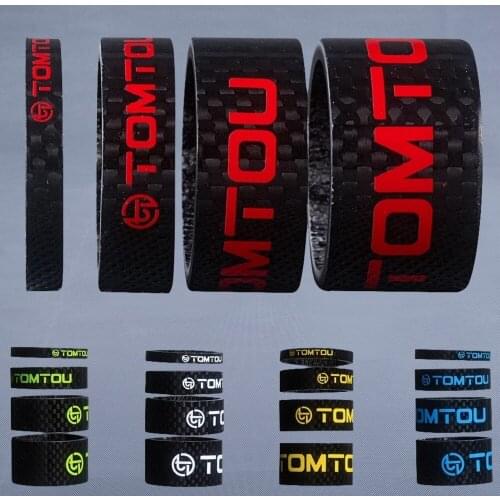 TOMTOU Gloss 3K Carbon Fiber Spacers 4Pcs/Set 1-1/8 inch Bicycle Headset Carbon Fiber Washer Bike Headset Stem Spacers