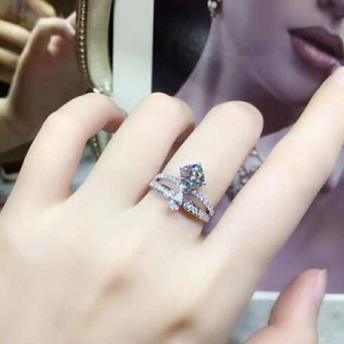 Luxury Crown Finger Ring Dazzling Square Zircon Double Layer Rings Womens Promise Wedding Engagement Silvery Jewelry New Style