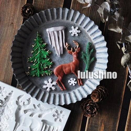 Christmas tree Christmas elk snow icicle liquid silica gel mold turn sugar cake chocolate baking decoration mold