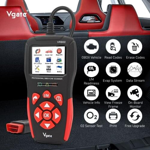 Vgate VR800 Code Reader OBD2 Scanner Car Scan Tools Automotive OBD 2 Diagnostic Auto OBD Tool with Russian PK AS500 ELM 327 V1.5