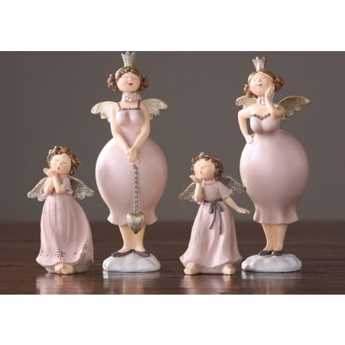 Nordic Ins Pink Girl Princess Resin Angel Ornaments Creative Home Childrens Livingroom Desk Figurines Decoration Birthday Gift