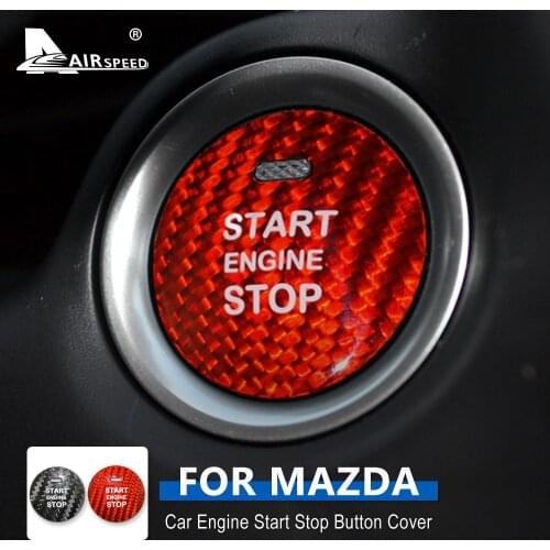 AIRSPEED for Mazda Axela Atenza CX-3 CX-4 CX-5 CX-8 MX-5 Accessories Carbon Fiber Interior Trim Car Engine Start Button Sticker