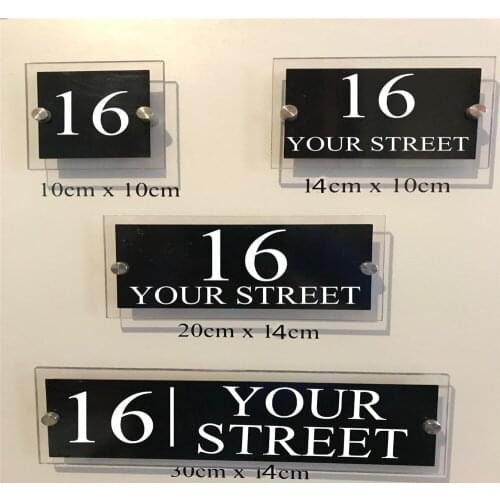 CUSTOMIZED MODERN HOUSE SIGN PLAQUE DOOR NUMBER STREET GLASS EFFECT ACRYLIC HOUSE NAME