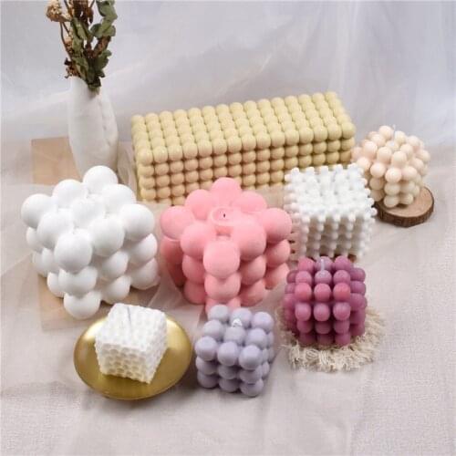 Candle Mold Cube Design Geometric Aesthetics Candle Silicone Mold Bubble Ball Chocolate Cube Soy Wax Handmade Soap Candle Mold