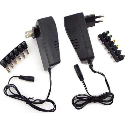 Universal 30W Portable Charger AC to DC Adaptor Adjustable Power Supply Set 6 Tips Connector Plugs for Laptop Notebook