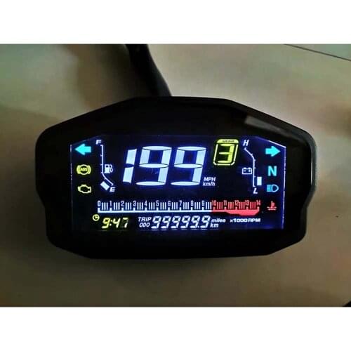14000RMP Universal Motorcycle Digital LCD Speedometer Gauges Odometer Tachometer Water Temperature Trip Meter Oil Gauge