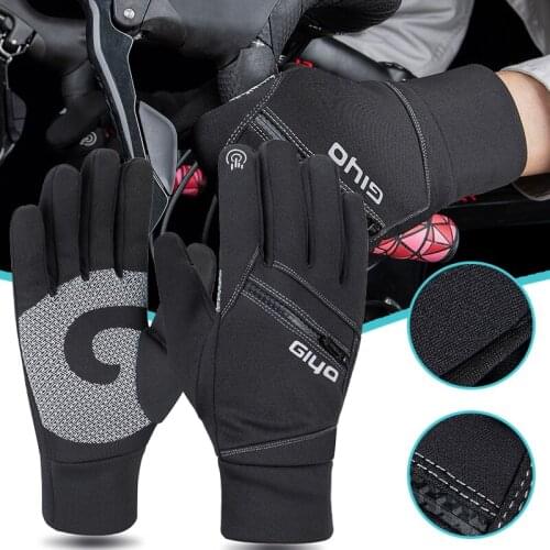 Full Finger Cycling Gloves Wrist-Length Windproof Touchscreen Winter Gloves with Back Zipper Slot for Outdoor WHStore