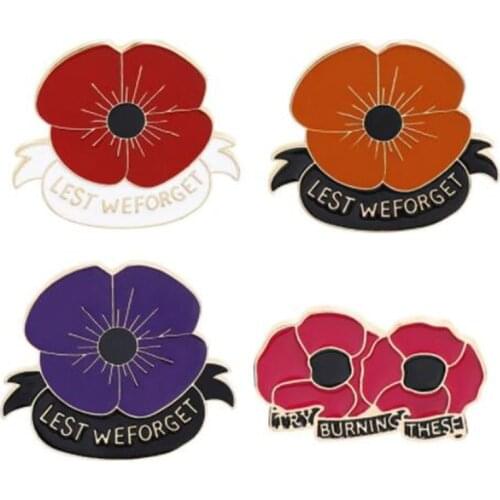 WKOUD Remembrance Day Military Veteran Soldier Veteran Red Poppy Lapel pin The Royal British Legion Poppy Badges Brooch Jewelry