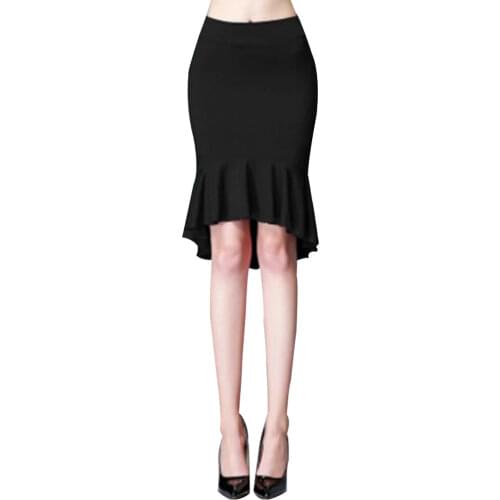 New black red women latin dance skirts Training fish tail skirt Pleated Irregular skirt