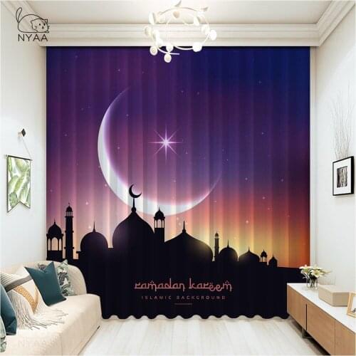 Ramadan Kareem With Decorative Floral Pattern Curtain Home Curtains Gold Hotel Floral Curtains For Living Room Micro Shading