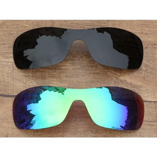 Vonxyz Two Pieces Stealth Black & Jade Mirror Polarized Replacement Lenses for-Oakley Antix Frame
