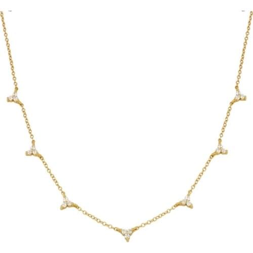 CANNER INS Mini 925 Sterling Silver Necklace For Women 2020 Gold 18k Three Diamond Stacking Jewelry Chain Choker Necklace